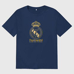 Футболка оверсайз мужская Real Madrid gold logo, цвет: тёмно-синий
