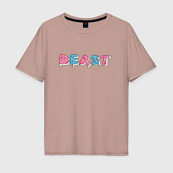 Футболка оверсайз мужская Mr Beast - Art 1, цвет: пыльно-розовый