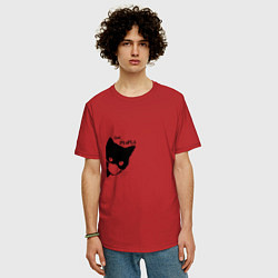 Футболка оверсайз мужская Кот в маске, цвет: красный — фото 2