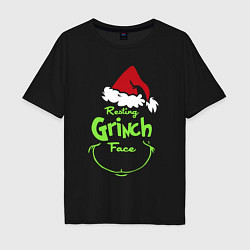 Футболка оверсайз мужская Resting Grinch Face, цвет: черный