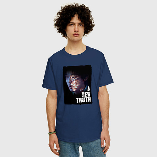 Мужская футболка оверсайз Чон Джин Су / Тёмно-синий – фото 3