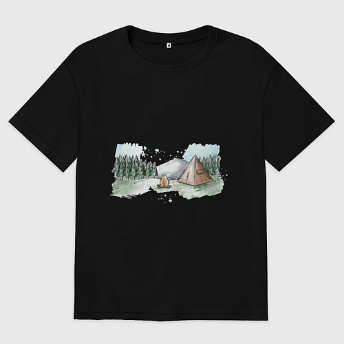 Мужская футболка оверсайз Поход в горы / Черный – фото 1