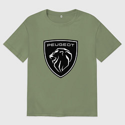 Футболка оверсайз мужская Peugeot, Пежо новый логотип, цвет: авокадо