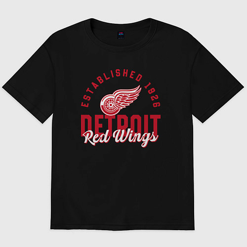 Мужская футболка оверсайз Detroit Red Wings Детройт Ред Вингз / Черный – фото 1