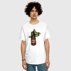Футболка оверсайз мужская Пивко от зомби, цвет: белый — фото 2