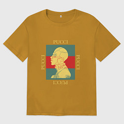 Футболка оверсайз мужская PUCCI GOLD ПУЧЧИ ЗОЛОТО, цвет: горчичный