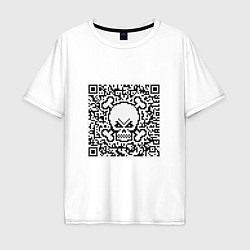 Футболка оверсайз мужская QR Skull, цвет: белый