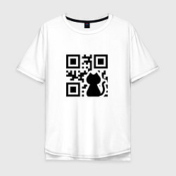 Футболка оверсайз мужская CAT QR CODE, цвет: белый