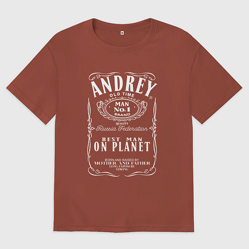 Мужская футболка оверсайз АНДРЕЙ в стиле ДЖЕК ДЭНИЭЛС / Кирпичный – фото 1