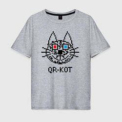 Мужская футболка оверсайз QR кот в стерео очках