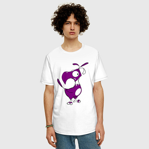 Мужская футболка оверсайз Попугай удивленный фиолЭтовый / Белый – фото 3