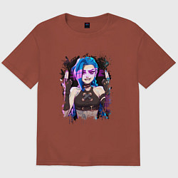 Футболка оверсайз мужская JINX SHOOT ARCANE LOL, цвет: кирпичный
