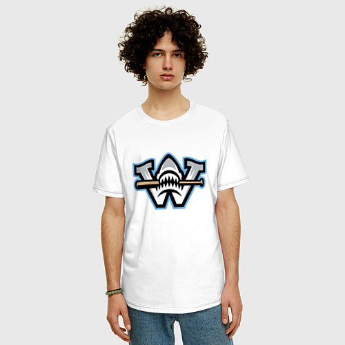 Мужская футболка оверсайз Wilmington sharks - baseball team / Белый – фото 3