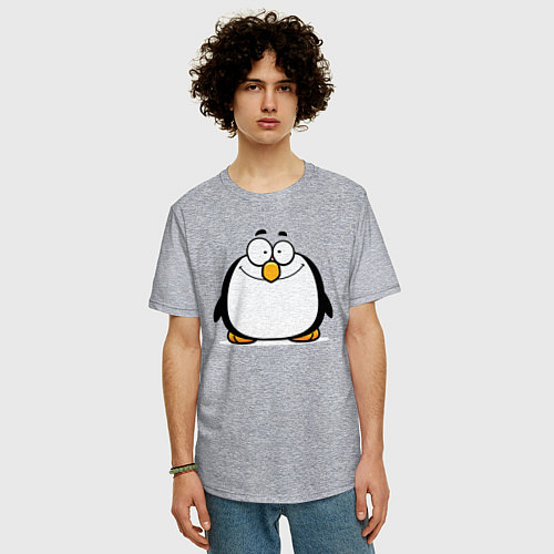 Мужская футболка оверсайз Глазастый пингвин / Меланж – фото 3