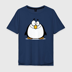 Футболка оверсайз мужская Глазастый пингвин, цвет: тёмно-синий