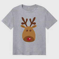 Футболка оверсайз мужская Олень 2022, цвет: меланж