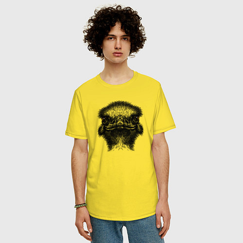 Мужская футболка оверсайз Страуса огненный взгляд / Желтый – фото 3