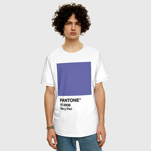 Мужская футболка оверсайз Цвет Pantone 2022 года - Very Peri / Белый – фото 3