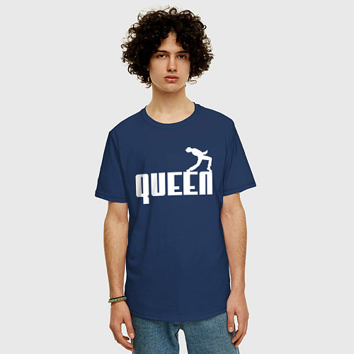 Мужская футболка оверсайз Queen Куин / Тёмно-синий – фото 3