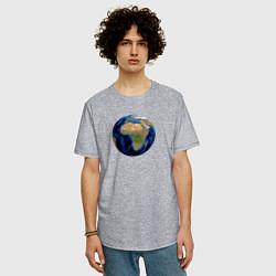 Футболка оверсайз мужская Планета солнечной системы земля, цвет: меланж — фото 2