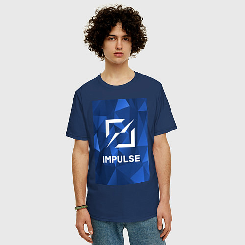 Мужская футболка оверсайз Cobalt Impulse / Тёмно-синий – фото 3