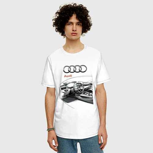Мужская футболка оверсайз Audi salon concept / Белый – фото 3