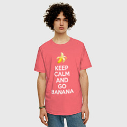 Футболка оверсайз мужская Keep calm and go banana, цвет: коралловый — фото 2