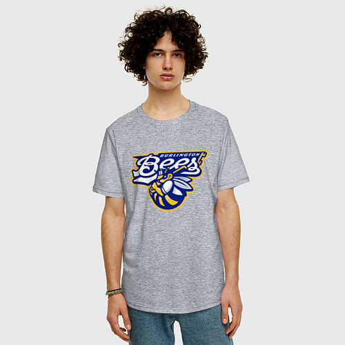 Мужская футболка оверсайз Burlington Bees - baseball team / Меланж – фото 3