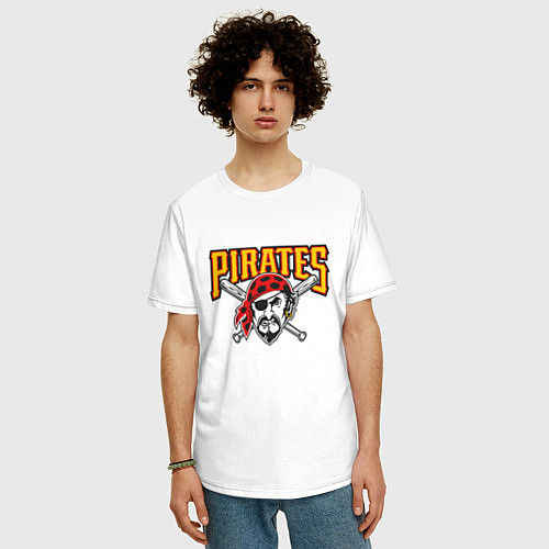 Мужская футболка оверсайз Pittsburgh Pirates - baseball team / Белый – фото 3
