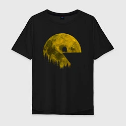 Футболка оверсайз мужская Pac-man moon Пакмен луна, цвет: черный