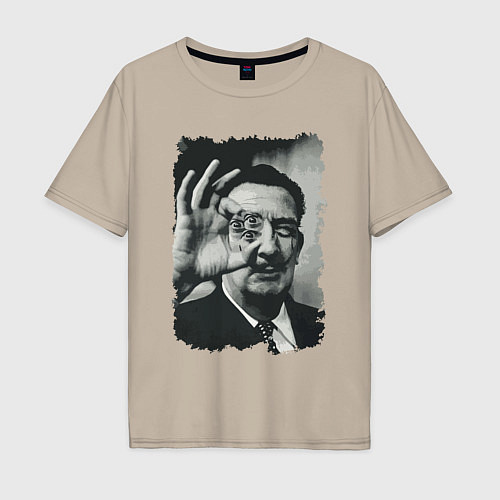 Мужская футболка оверсайз Salvador Dali - crazy face / Миндальный – фото 1