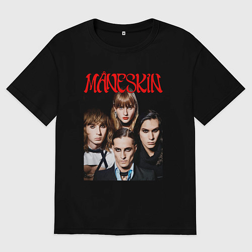 Мужская футболка оверсайз MANESKIN POSTER СОСТАВ / Черный – фото 1