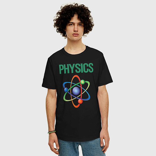 Мужская футболка оверсайз Науки делятся на две группы - на физику и собирани / Черный – фото 3