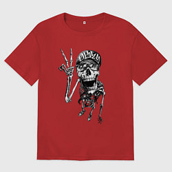 Футболка оверсайз мужская Skeleton dude, цвет: красный