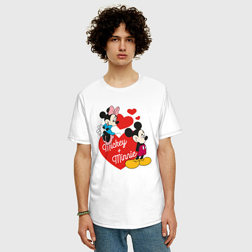Мужская футболка оверсайз Mickey x Minnie Love / Белый – фото 3