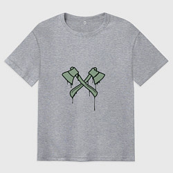 Футболка оверсайз мужская Граффити скрещенные топоры, цвет: меланж