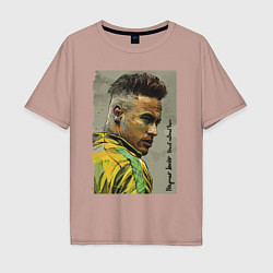 Футболка оверсайз мужская Neymar Junior - Brazil national team, цвет: пыльно-розовый