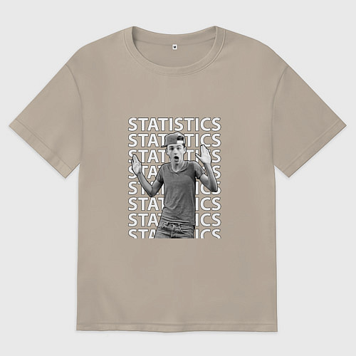 Мужская футболка оверсайз Lil Timmy Tim Statistics / Миндальный – фото 1