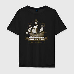Футболка оверсайз мужская Корабль Columbus, цвет: черный