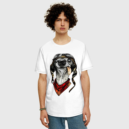 Мужская футболка оверсайз Biker dog / Белый – фото 3