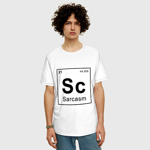 Мужская футболка оверсайз САРКАЗМ - SARCASM, Sc Таблица Менделеева / Белый – фото 3