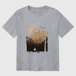 Футболка оверсайз мужская Туристический поход в лесу, цвет: меланж