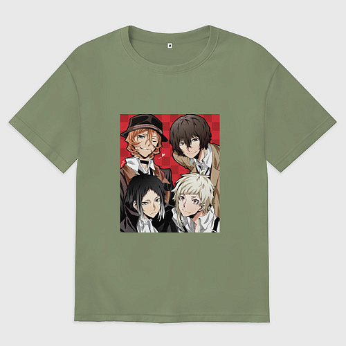 Мужская футболка оверсайз Bungou Stray DogsБродячие псы литературы / Авокадо – фото 1