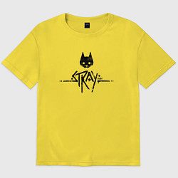 Футболка оверсайз мужская Stray: Black Logo, цвет: желтый