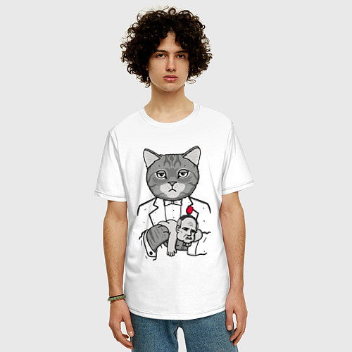 Мужская футболка оверсайз Крестный Котец / Белый – фото 3