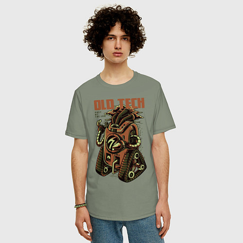 Мужская футболка оверсайз Робот старой технологии / Авокадо – фото 3
