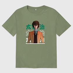 Футболка оверсайз мужская Великий из бродячих псов, Дазай Осаму Dazai Osamu, цвет: авокадо