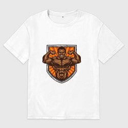 Футболка оверсайз мужская Настоящий силач, цвет: белый