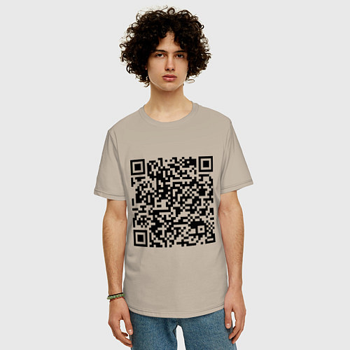 Мужская футболка оверсайз QR-код Скала Джонсон / Миндальный – фото 3