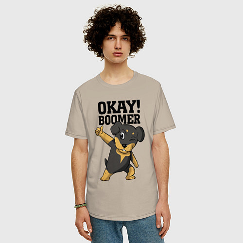 Мужская футболка оверсайз Okay boomer! / Миндальный – фото 3